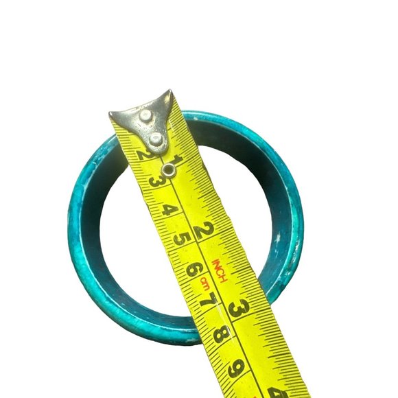 VTG Wide Turquoise Teal Color Plastic Bangle - Picture 4 of 6